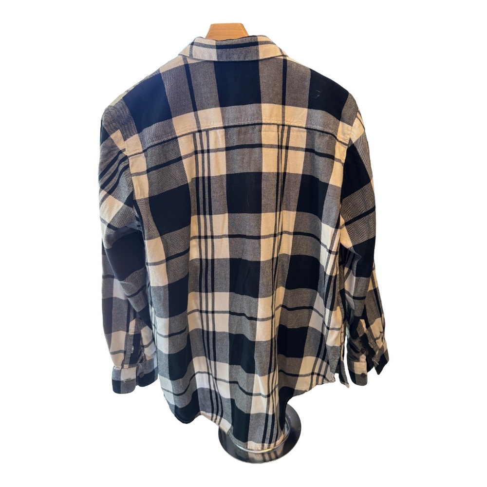 Madewell Black White Plaid Flannel Button Down Shirt Small S Oversized Relaxed - Picture 7 of 7